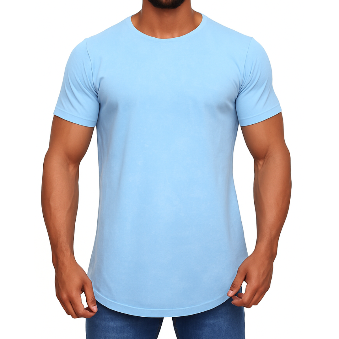 Ref. 001 Molde Camisa Masculina Básica Gola Redonda – Barra Arredondada