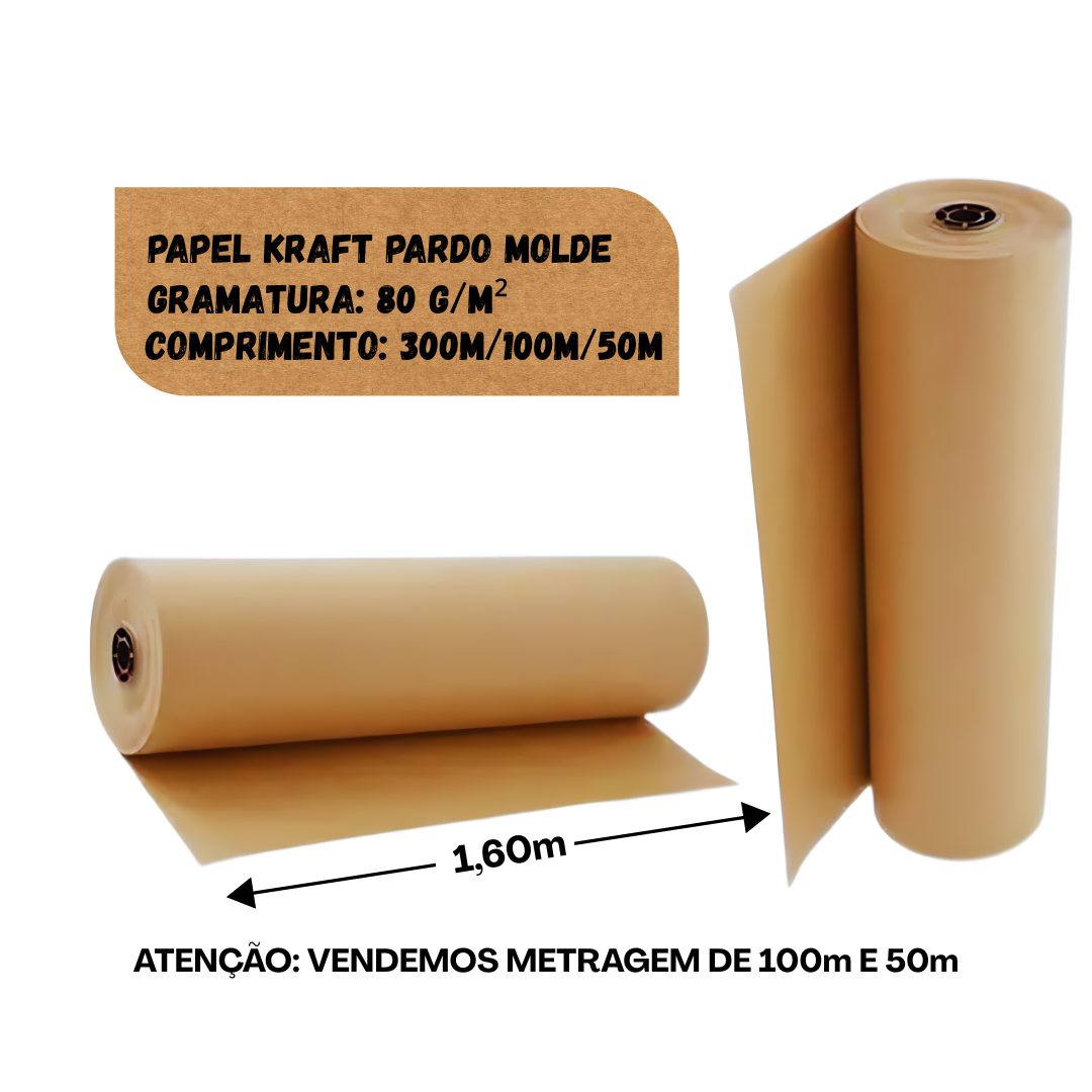 BOBINA PAPEL KRAFT MOLDE PARDO 80G - RISCO E MODELAGEM - 1,60M